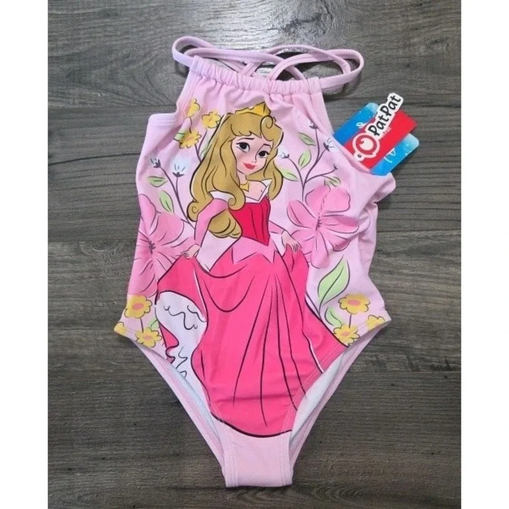 Disney Toddler Girls Pink 1 Pc Swimsuits Princess Cinderella NWT Size 4-5y